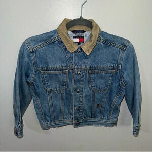 - VTG 90s Tommy Hilfiger crest denim trucker blue jean jacket